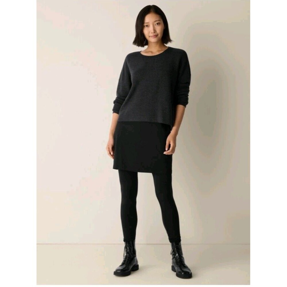 Eileen Fisher Skirted Ankle Leggings Women's Size Large Black